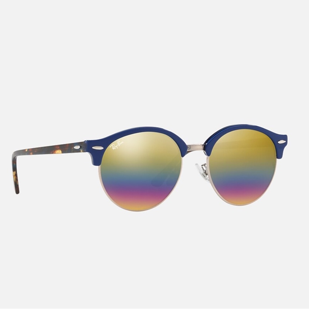 VINTAGE RAY BAN UNISEX SUNGLASSES CLASSIC CLUBROUND MINERAL FLASH LENSES